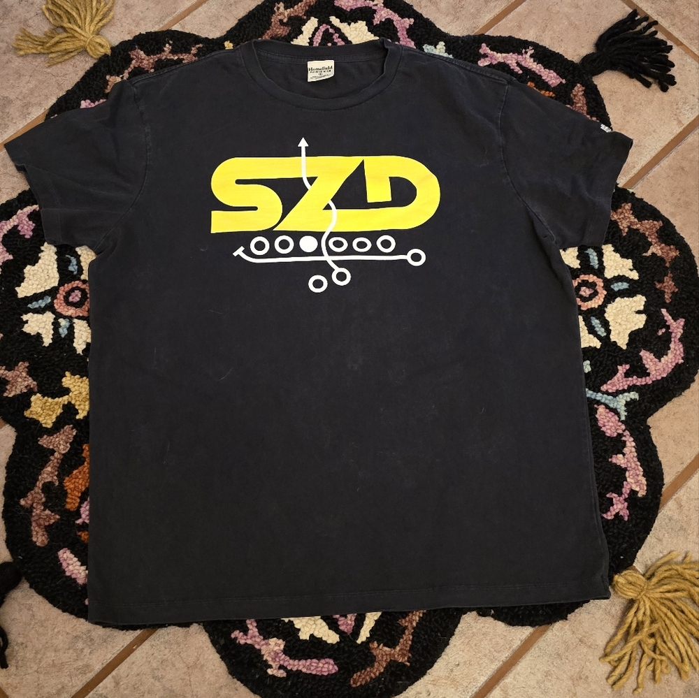 Black Short Sleeve Tee with Yellow Graphic